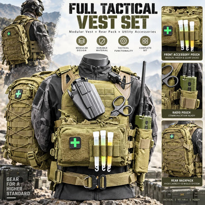 Tactical Combat Vest Set Airsoft Training Chest Rig Role Play Outfit for Wargame Paintball Outdoor Cosplay Equipment Gear Set