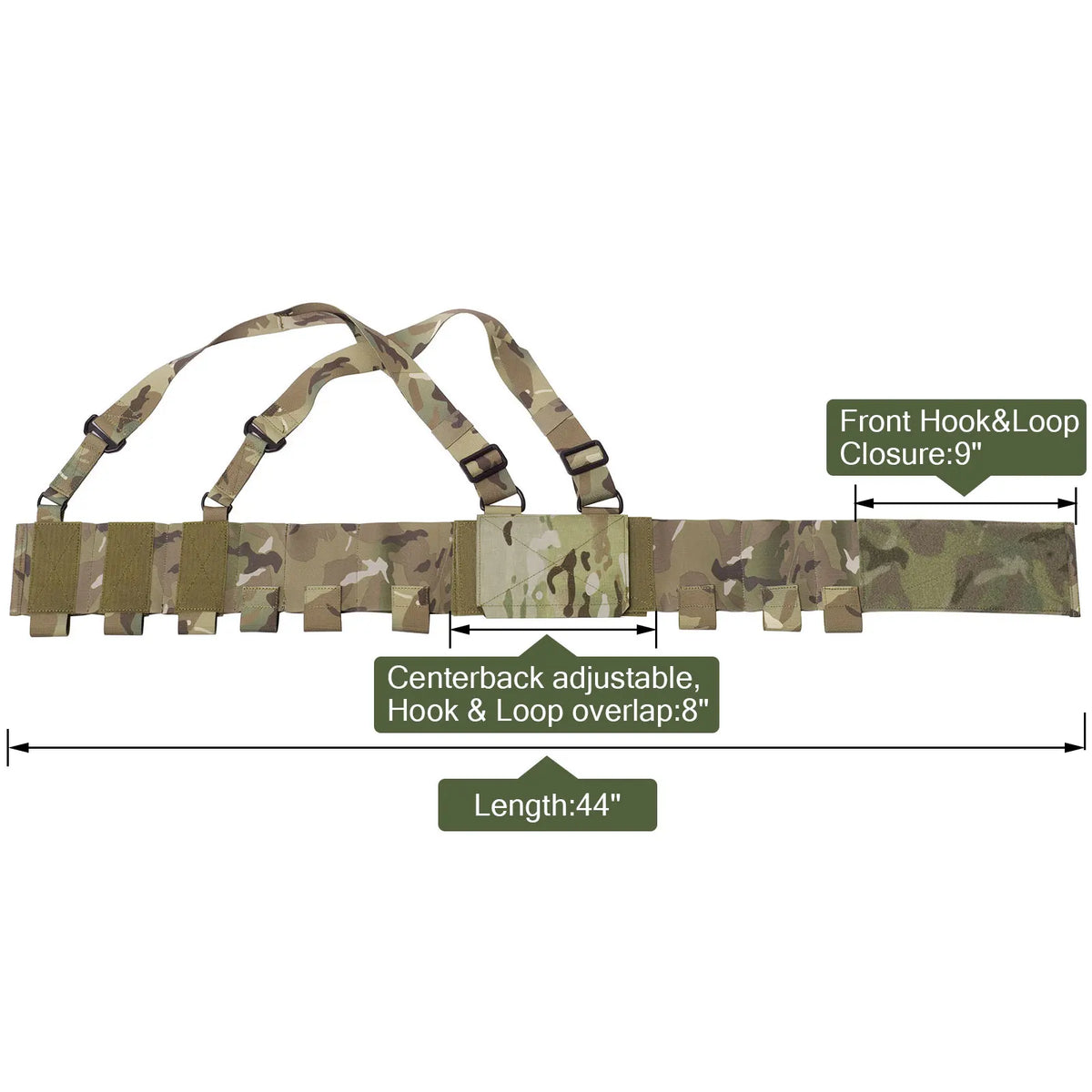 KRYDEX Tactical Ready Chest Rig Low Vis Lightweight Concealed Carry Chest Rig Vest With Elastic 5.56 Magazine Radio Pouch