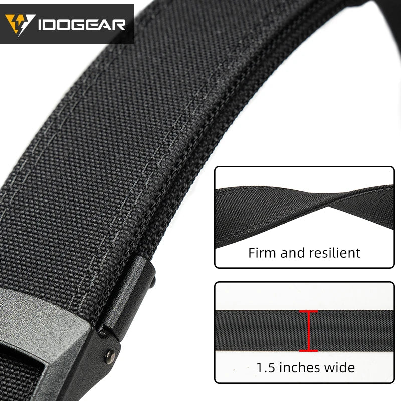 IDOGEAR 1.5 Inch Hard Tactical Belt With Adjustable Buckle 1000D Nylon for EDC CCW Duty Use 3448