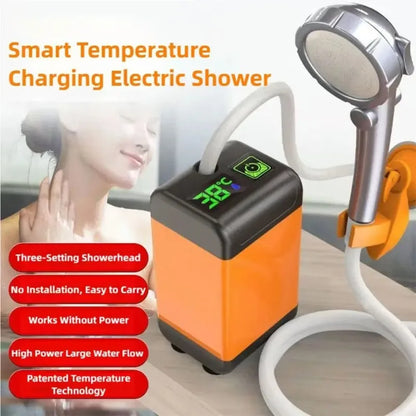 Portable Outdoor Camping Shower with Digital Display Temperature, 7800mAh Electric Shower for Garden Car Washing Pet