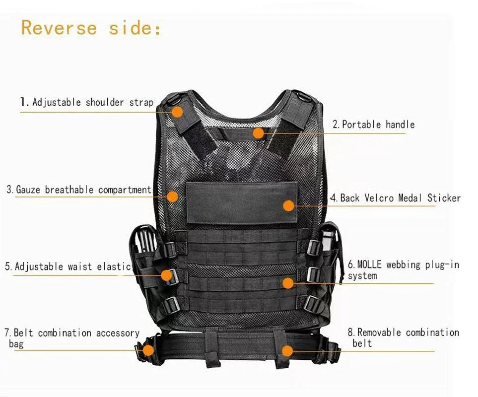 Adjustable Molle Tactical Vest Military Combat Body Armor Vests Security Hunting Army Outdoor CS Game Airsoft Training Jacket