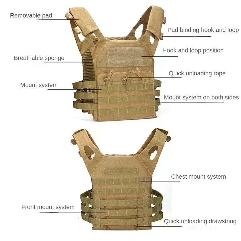 New Quick Release Buckle Tactical Vest JPC Triple Magazine Pouch Hunting Molle Plate Airsoft Accessory Carrier CS Game Vest Gear