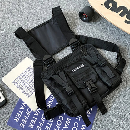 Molle Shoulder Vest Bags Oxford Cloth Vest Chest Bags Adjustable Multiple Pockets Lightweight for Hiking Travel Cycling