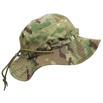 Camo Outdoor Enthusiasts Square Pocket Bonnie Cap Outdoor Bucket Benny Hats Fishing Hiking Outdoor Sun Caps