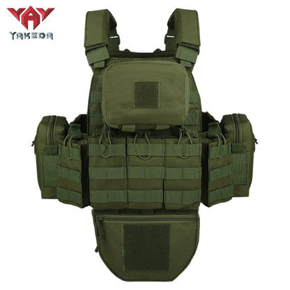 YAKEDA Tactical Plate Carrier Vest Camo Molle Magazine Pouches Hunting Full Protection Tactical Vest With Hydration Carrier Bag