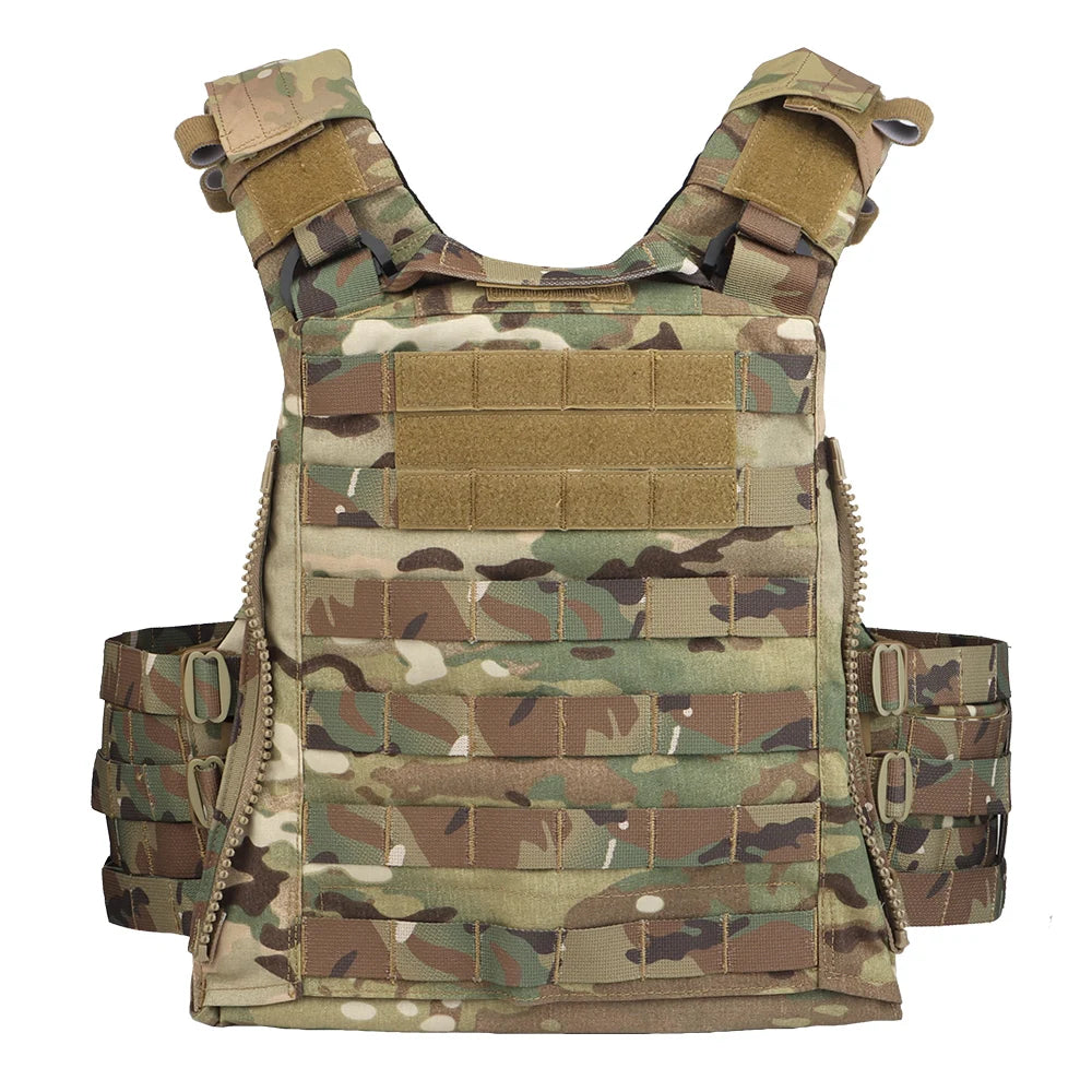 Wosport AVS MBAV Tactical Vest Quick Release Plate Carrier MOLLE Padded Vest Rear Zipper for Airsoft Team Activities Airsoft