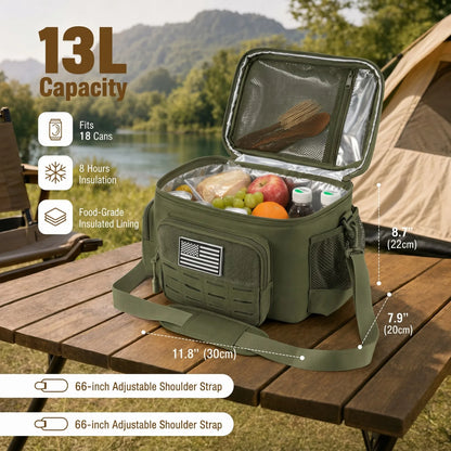13L Tactical Thermal Cooler Hunting Bag Leakproof Insulated Durable Gear Storage Bag For Hunters Wild Field Trip Shooting Camping Fishing Outdoor Portable Insulated Food Carrier Bag