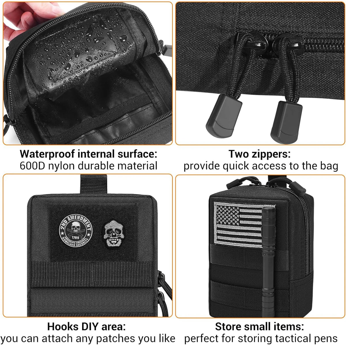 Molle Pouches 600D Small Tactical Waist Bag Water-Resistant Utility EDC Phone Bottle Pouch Men for Outdoor Backpack Attachments