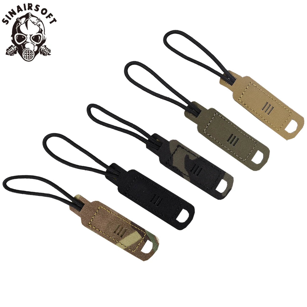 Tactical Zipper Pulls Hook and Loop Backpack Tab Handle Cord Molle 500D Nylon Laser Cut Hunting Bag Accessories