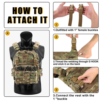 KRYDEX Tactical Laser Cut MOLLE Front Panel Detachable Flap Adapt G Hook Buckle For Plate Carrier Vest Chest Rig Accessories