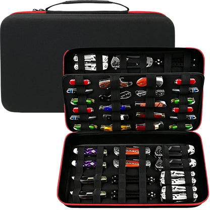 Pocket Knife Display Case 64 Knives Organizer Box Tactical Knife Holder Hunting Folding Knife Storage Collection Protector