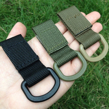 New Tactical Multifunction Nylon Molle Webbing Belt D-Ring Carabiner Magic Tape Hanging Keychain Backpack Hook Molle Buckle