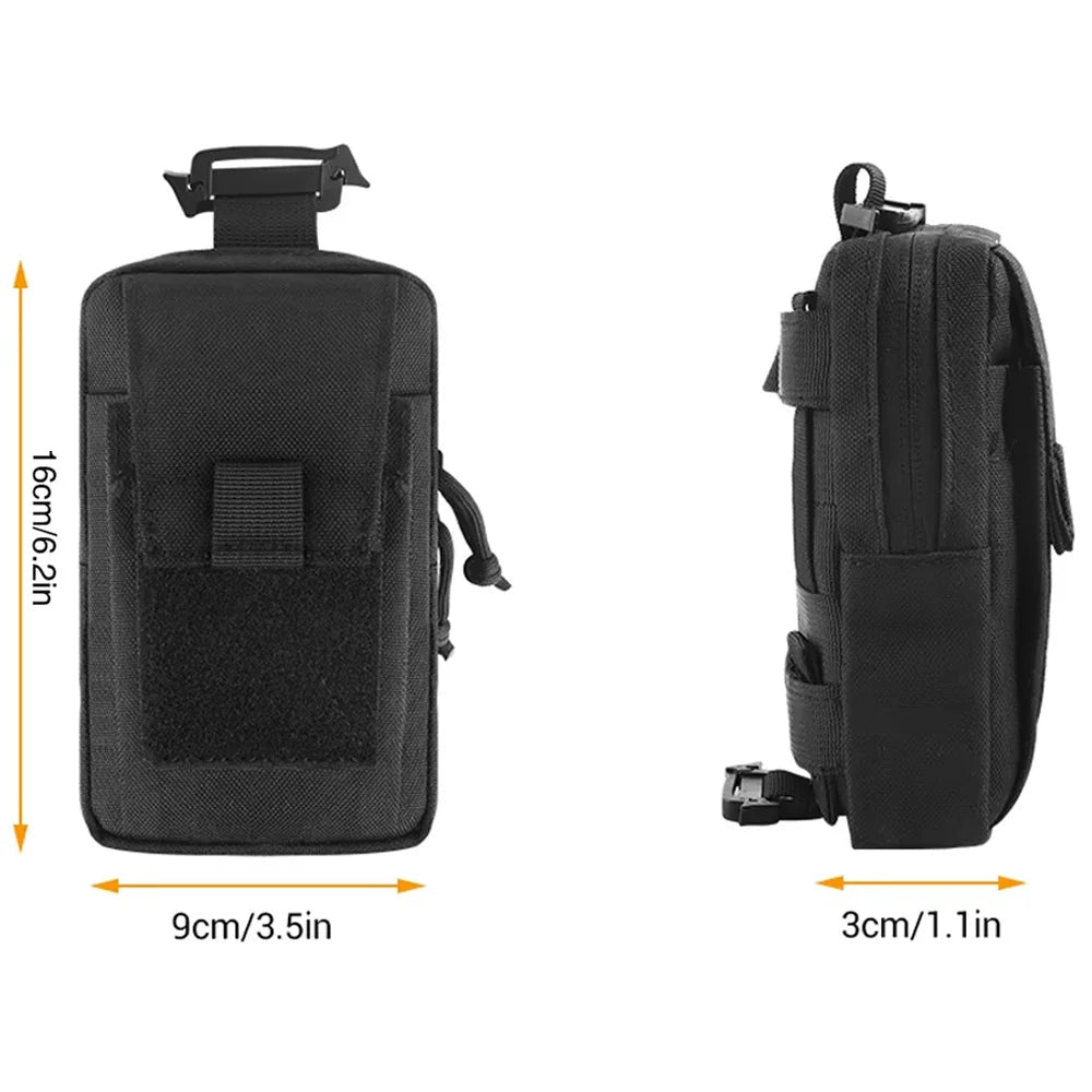 Portable MOLLE Tactical Shoulder Strap Bag Outdoor Emergency EDC Pouch Phone Pack for Sports Climbing Running Hunting