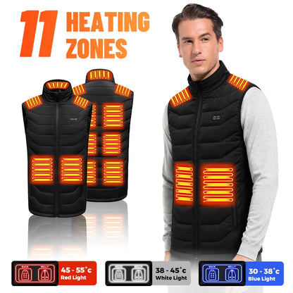 11 Zone Heated Vest for Men Women 10s Quick Heat USB Powered Electric Warming Vest Machine Washable Winter Cotton Padded Gilet