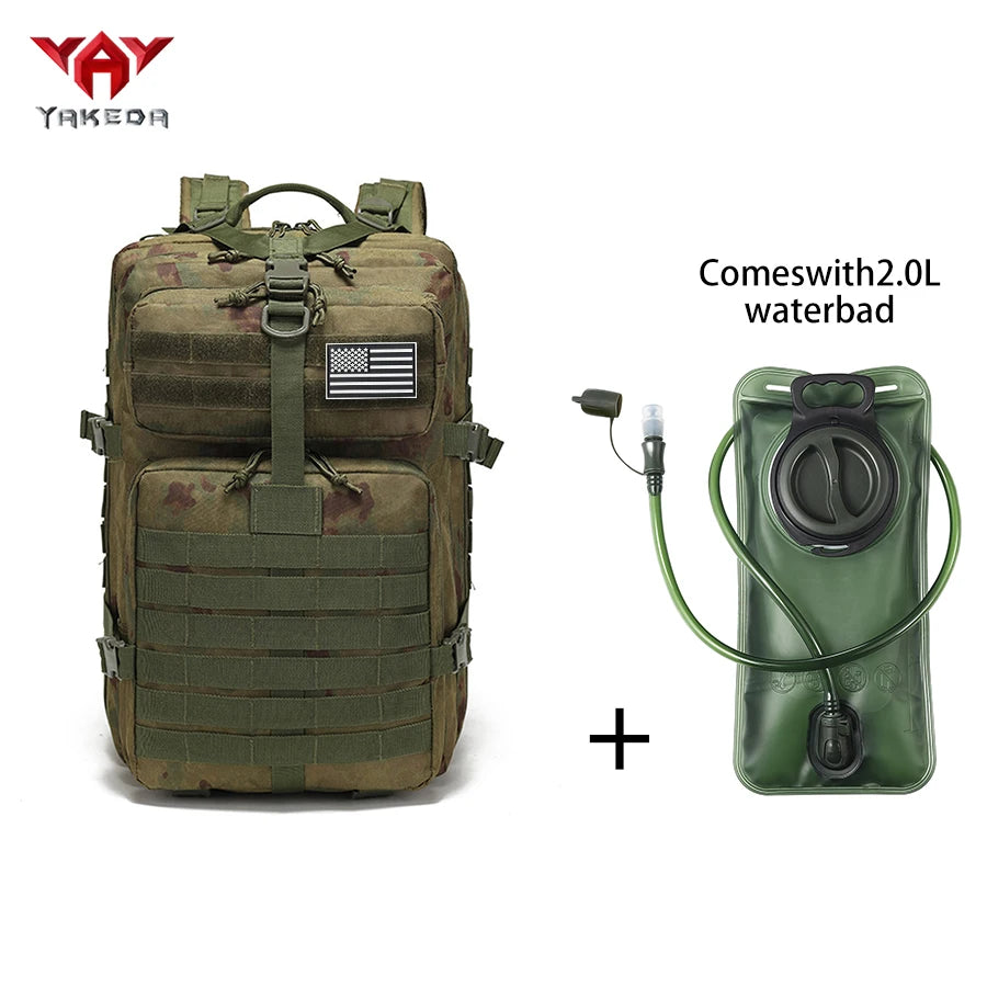 YAKEDA 45L large capacity backpack with 2L water bag MOLLE expansion system outdoor hiking backpack