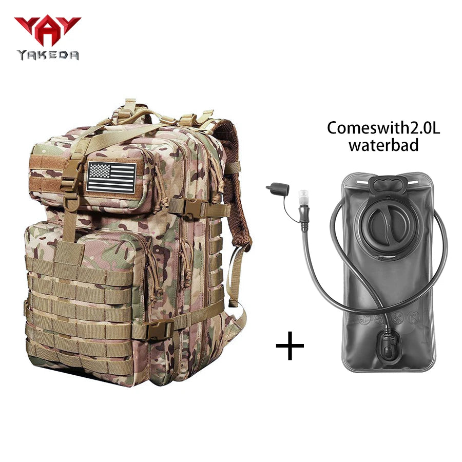 YAKEDA 45L large capacity backpack with 2L water bag MOLLE expansion system outdoor hiking backpack