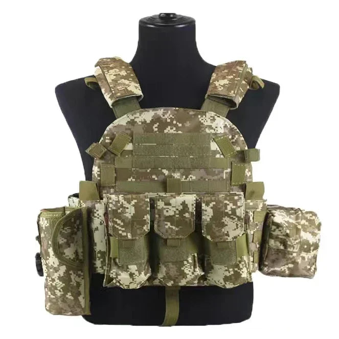 6094 Camouflage Tactical Vest Multi-Functional Plate Carrier Adjustable Combat Hunting Equipment for Men Outdoor Cycling