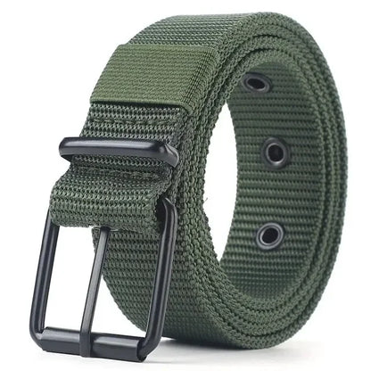 Men's Belt Porous Canvas Pin Buckle Leather Belt Outdoor Sports Belt Women's Trendy Eyelet Belt With Jeans Belt For Men Women