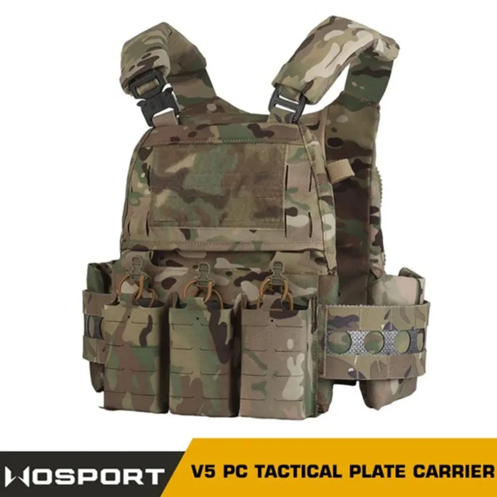 Tactical Vest V5 FCPC Militar Hunting Airsoft Vest Quick Detachable Comes with Triple Bag Built-in Splint Matt Nylon Fabric