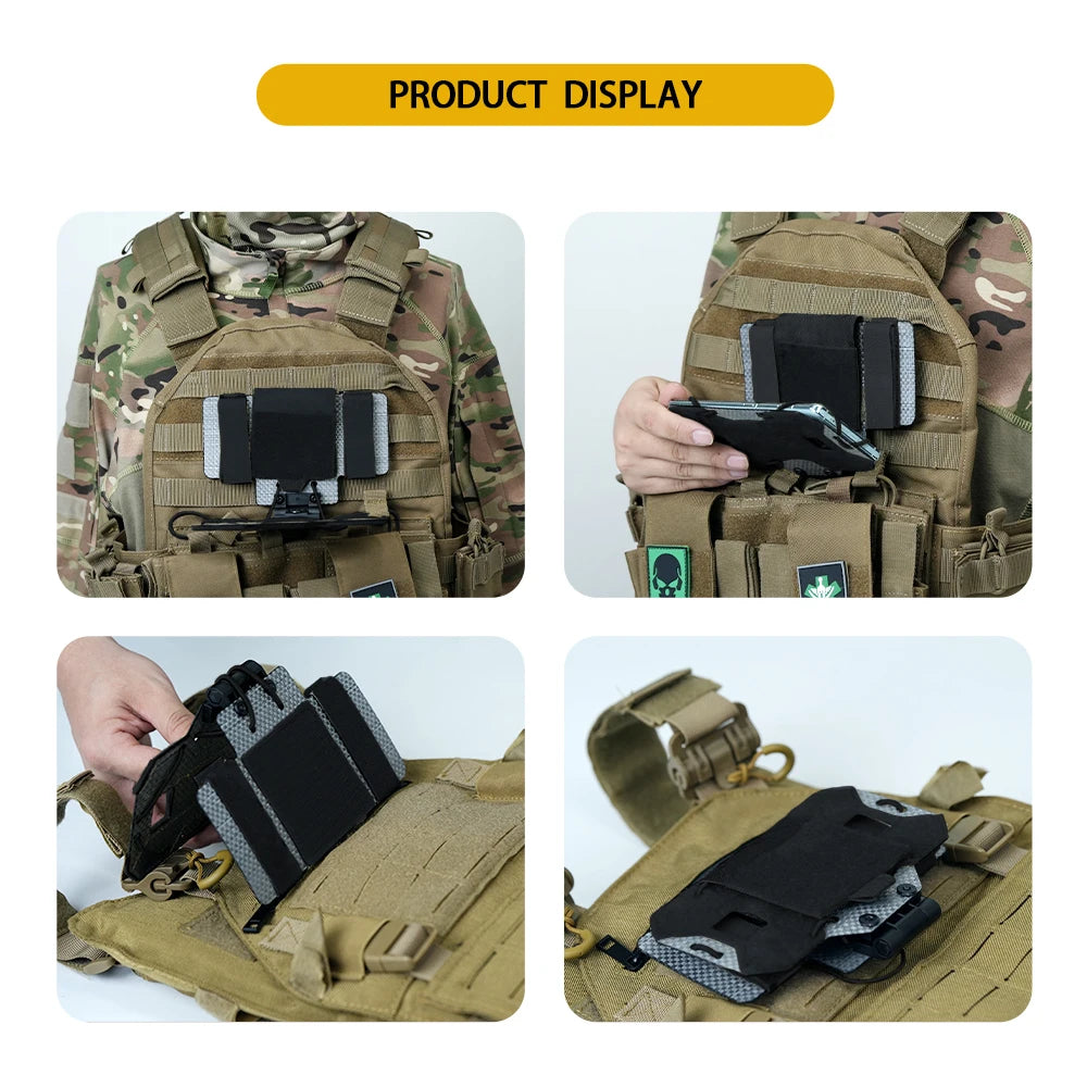 BOOIU MOLLE Foldable Navigation Board Airsoft Mobile Phone Holder Mount Airsoft Hunting  Tactical Vest Chest Outdoor Gear