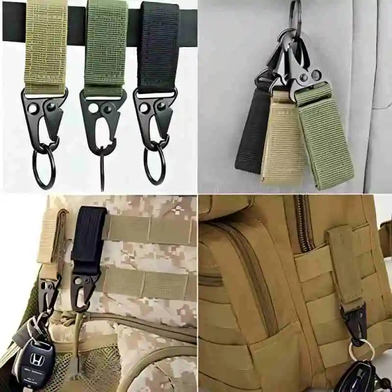 3pieces Tactical Nylon Webbing Buckle Carabiner Molle Belt Clip Key Buckle, Suitable for Outdoor Sports