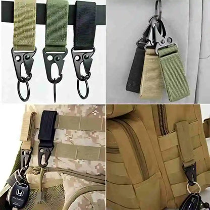 3pieces Tactical Nylon Webbing Buckle Carabiner Molle Belt Clip Key Buckle, Suitable for Outdoor Sports