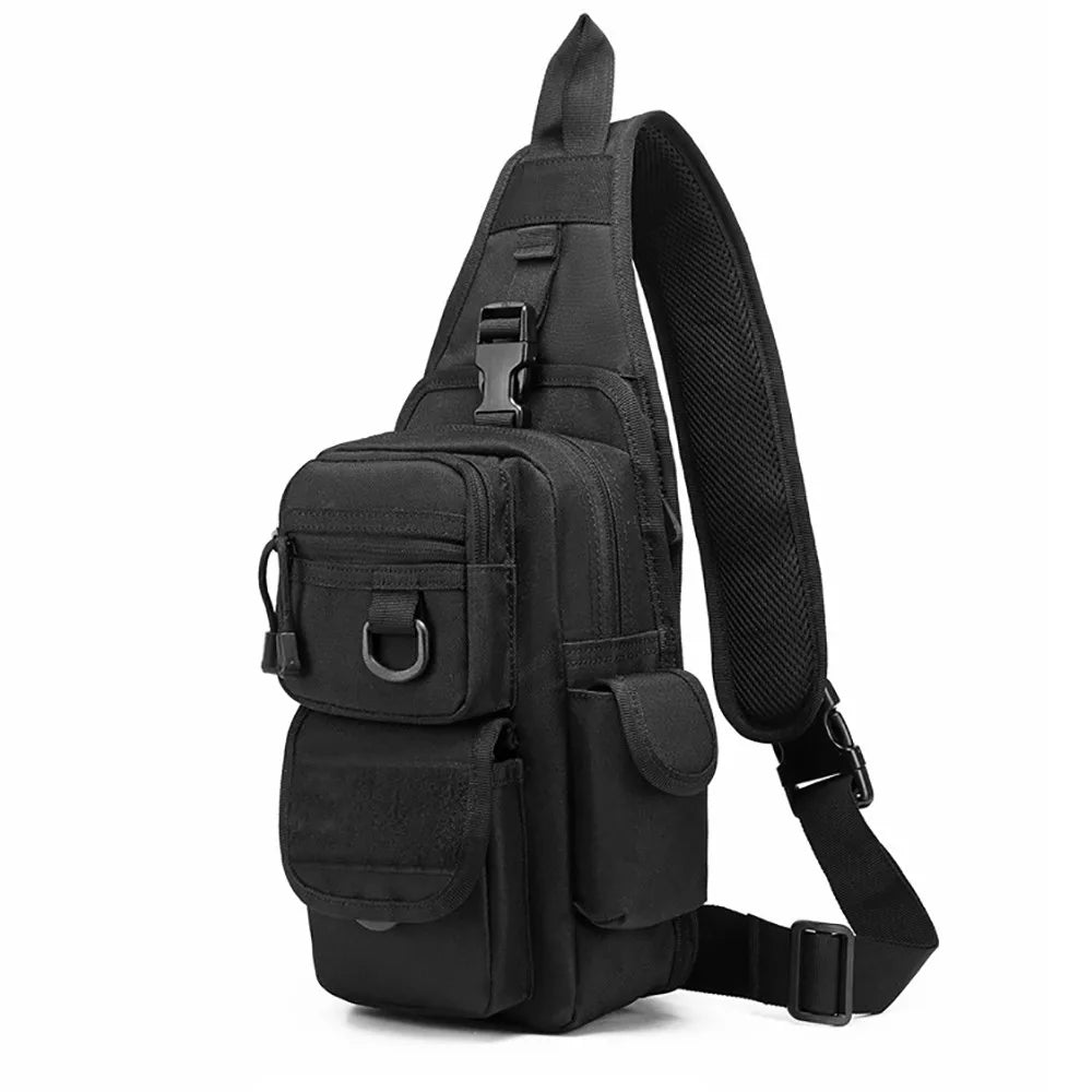 Tactical Crossbody Sling Bag 600D Nylon 5‑Storage Detachable Adjustable Strap Handgun Holder Pouch For Outdoor Shooting Gear