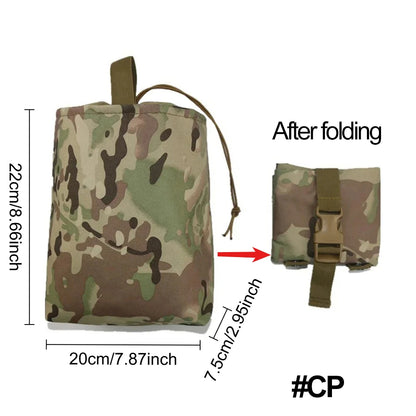 Compact MOLLE Dump Bags Heavy-Duty 600D Nylon Collapsible Pouches Hunting Adjustable Waist Strap Bags Tactical Gear Range