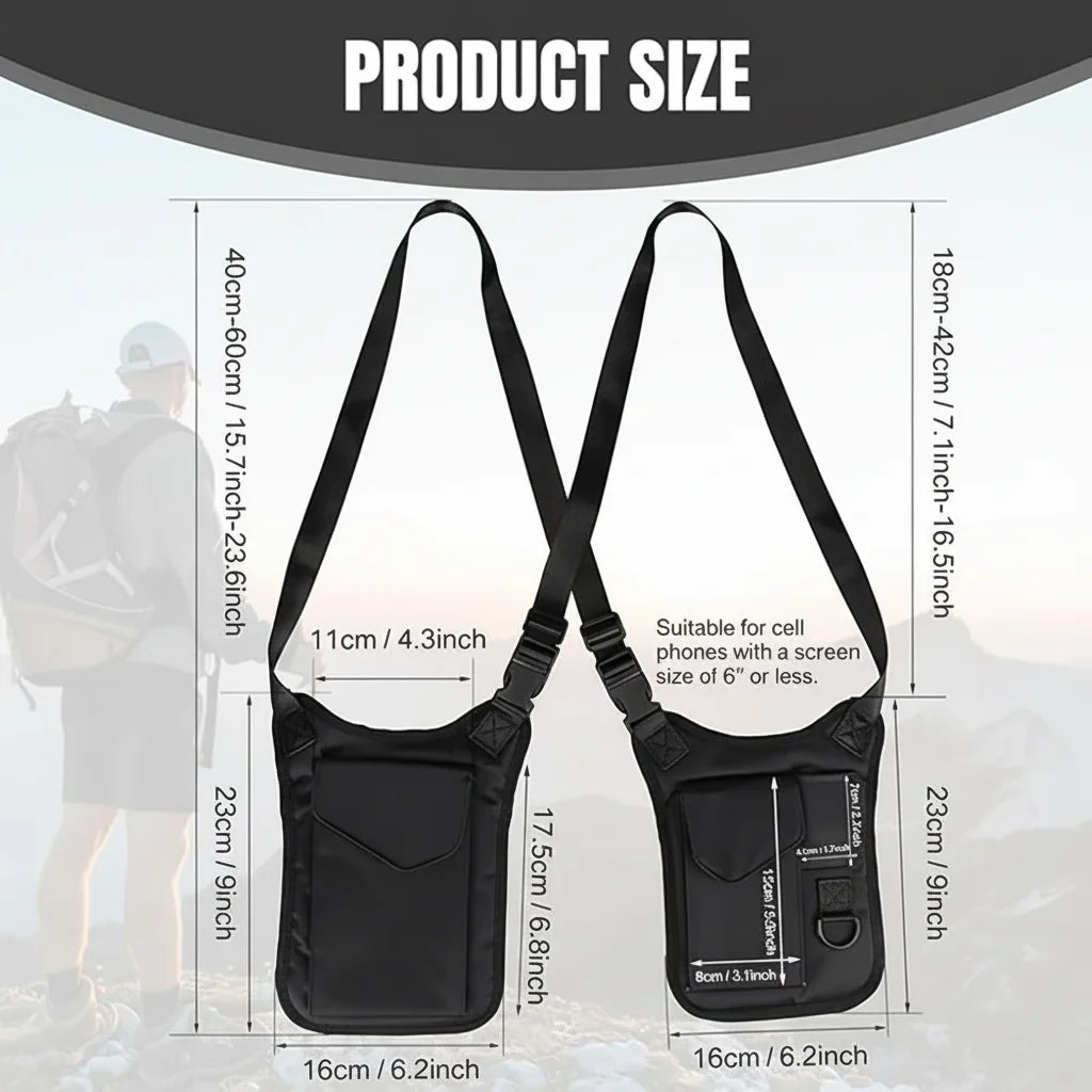 Tactical Shoulder Bag Underarm Concealed Carry Bag Anti-theft Armpit Hidden Pack Utility EDC Pouch Phone Holster Key Holder
