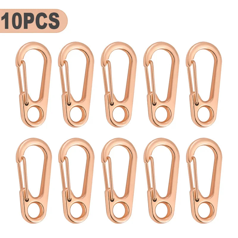 10pcs Mini Carabiner Set Outdoor Rope Clip Camping Paracord Accessories Knapsack Hanging Buckle  Daily DIY Keychain