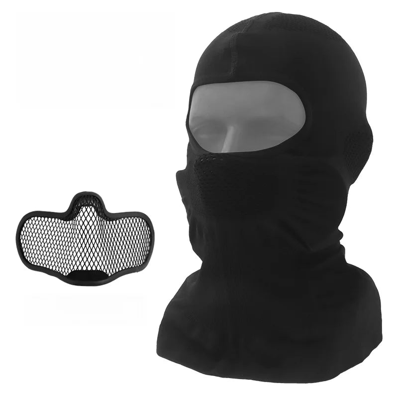 Full Face Mask Headger Motocross Riding Scarf Tactical Airsoft Head Cover Cosplay Party Hat Hunting Training Gear Ranger Green