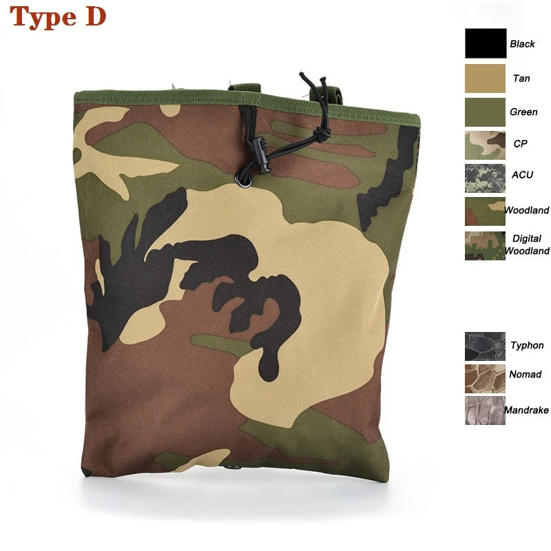 Tactical Molle Folding Magazine Dump Drop Pouch Utility Drawstring Recovery Mag Holster Ammo Bag Hunting Accessories Pouch