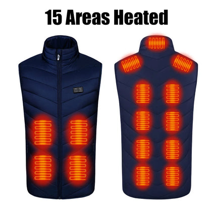 26 Areas USB Heated Vest Men Women Windproof Thermal Waistcoat Sleeveless Jacket for Skiing Hiking Motorcycle Winter Warm