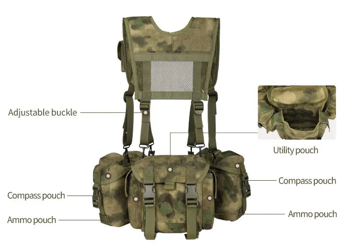 YAKEDA 1000D nylon Green Camouflage Harness Vest Tactical Chest Rig