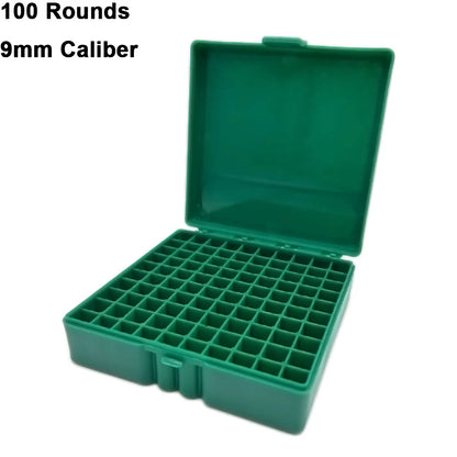 50/100 Rounds Bullet Box Gun Cartridge Shell Holder Portable Ammunition Box Flip-Top for 9mm .223 .38 Ammo Hunting Accessories