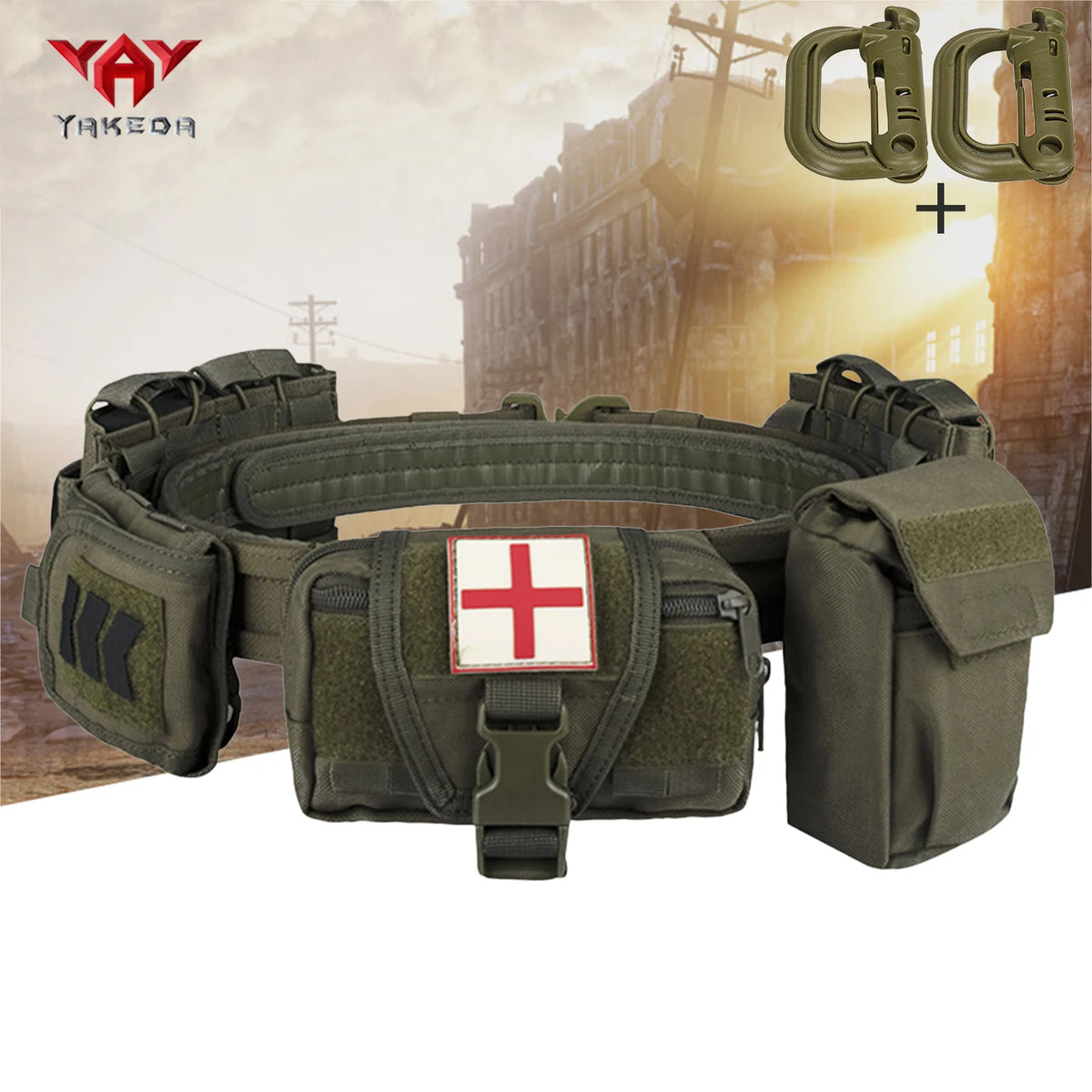 YAKEDA modular detachable recombination belt with quick release buckle waist belt MOLLE expansion gift D-shaped buckle