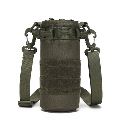 Tactical Molle Water Bottle Pouch Bag with Rawstring Open Top Shoulder Strap Camping Hiking Water Bottle Pouch Hydration Carrier