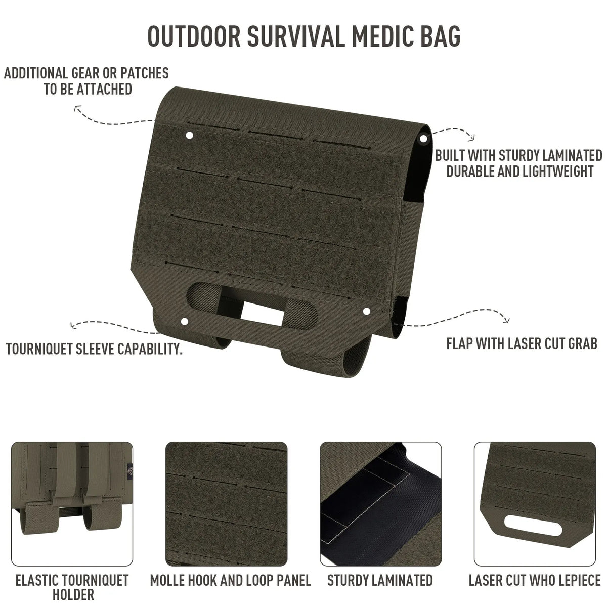 KRYDEX Micro IFAK Tactical Medical Pouch MOLLE First Aid Trauma Kit Belt Medic Bag Outdoor Camping Hunting Survival EMT Bag