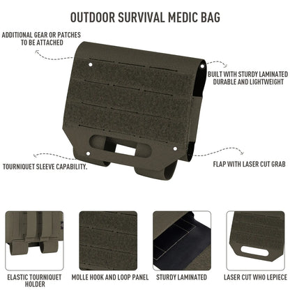 KRYDEX Micro IFAK Tactical Medical Pouch MOLLE First Aid Trauma Kit Belt Medic Bag Outdoor Camping Hunting Survival EMT Bag