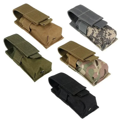 Outdoor Magazine Pouch Single Pistol Mag Bag Molle Flashlight Pouch Torch Holder Case Outdoor Hunting Knife Holster