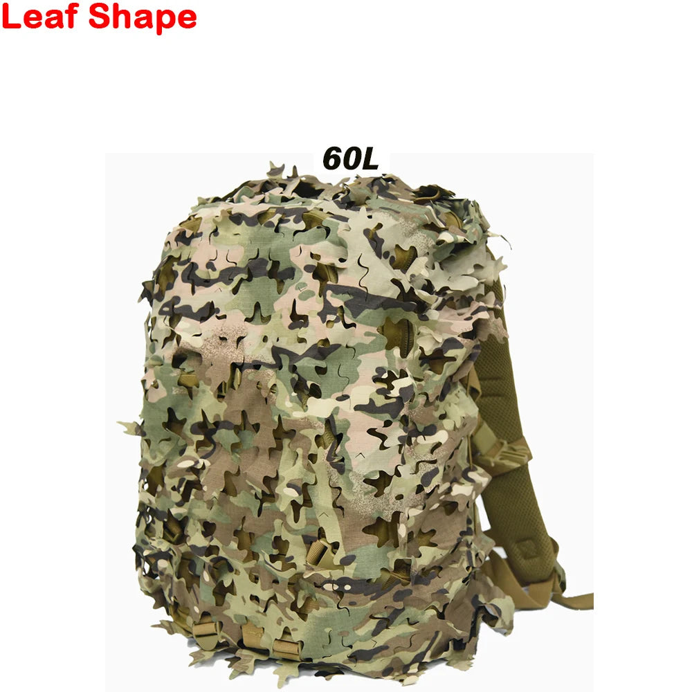 3D Camo Net Backpack Cover 60L 80L  Laser Cut Camouflage Hunting Backpack Cover Paintball Paratrooper Hunting Accessories