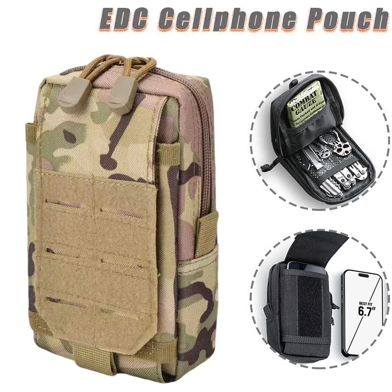 Tactical MOLLE EDC Utility Waist Bag & Cell Phone Pouch Compact EDC Outdoor Gadget Organizer Vest Pack Purse Smartphone Holster