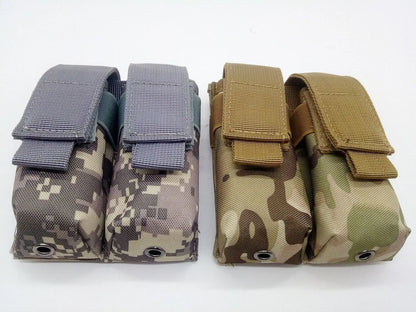 Molle 9mm Double Pistol Magazine Pouch Mag Holster Outdoor Hunting Accessories Flashlight Holder EDC Tool Waist Bag Vest Pouches