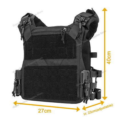 Full-Size Hunting Vest Tactical Plate Carrier MOLLE Airsoft Gear Outdoor Quick Release Fast Adjust Cummerbund Chest Rig