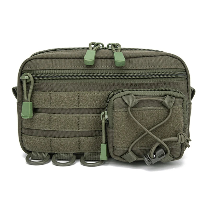 Tactical Molle Horizontal Admin Pouch with Front Drawstring Pocket EMT Modular Pouch EDC Utility Organizer Bag Outdoor Waist Bag