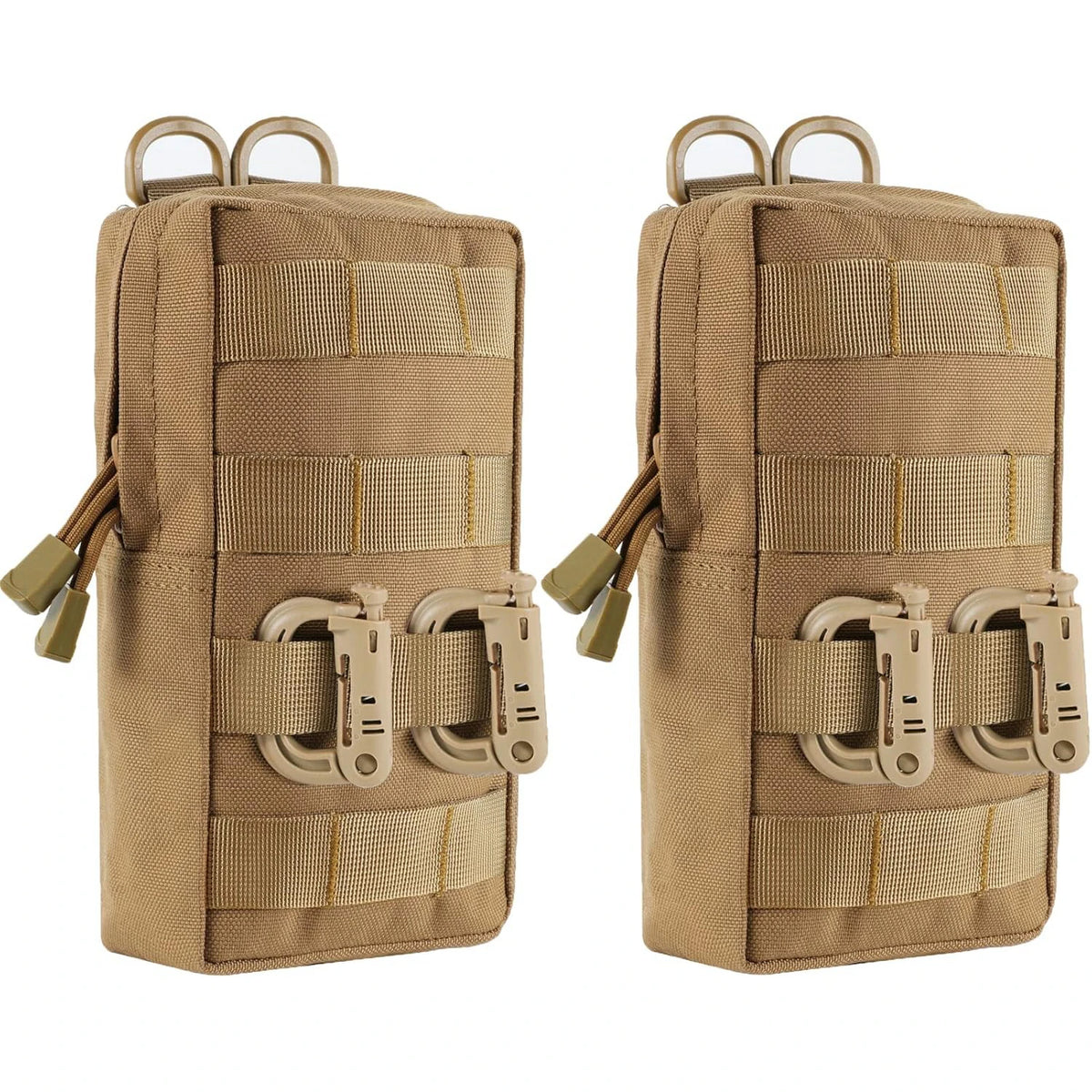 2 Pack Molle Pouches Tactical Compact Water-Resistant EDC Waist Bag Hunting Small Utility Pouch With Grimlock D-ring Buckle