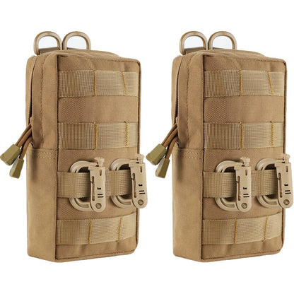 2 Pack Molle Pouches Tactical Compact Water-Resistant EDC Waist Bag Hunting Small Utility Pouch With Grimlock D-ring Buckle