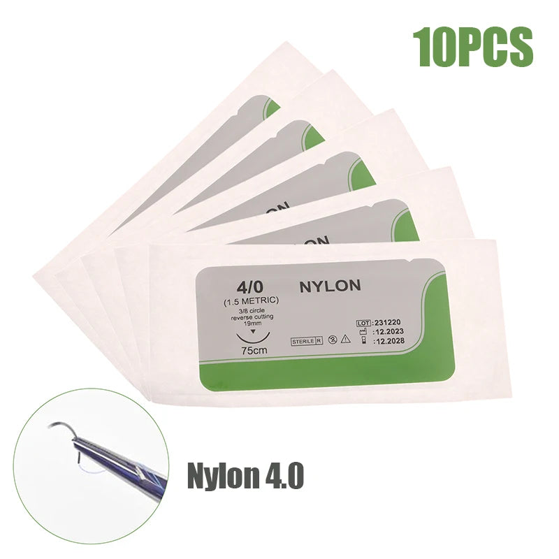 10Pcs 75cm 2/0 3/0 4/0 Medical Surgical Suture Nylon Silk Polypropylene Polyester Monofilament Thread Suture Teaching Exercises