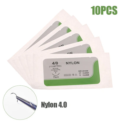 10Pcs 75cm 2/0 3/0 4/0 Medical Surgical Suture Nylon Silk Polypropylene Polyester Monofilament Thread Suture Teaching Exercises