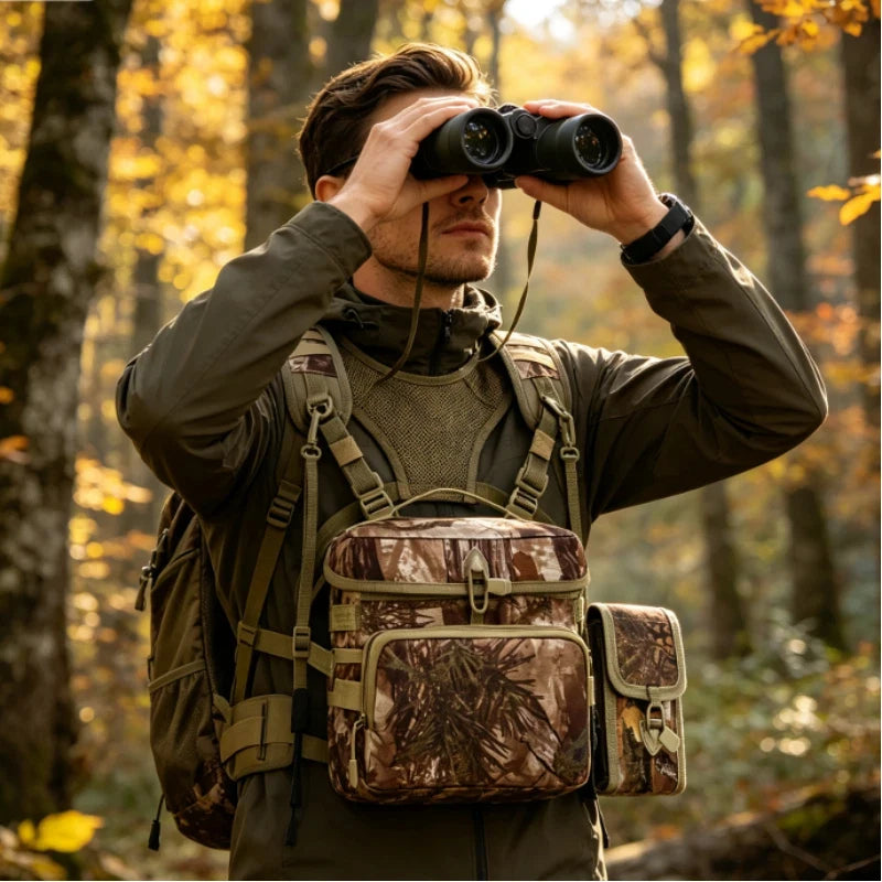Multifunctional Camo Tactical Chest Bag, Portable Waist Pack for Telescope Rangefinder Storage, Waterproof Wear-resistant Crossb
